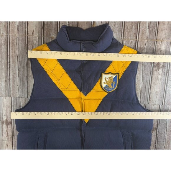 Rugby Ralph Lauren patch "12" canvas Down Vest size L color navy * RARE - Picture 7 of 8
